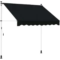 vidaXL Handmatig uitschuifbare luifel Zwart 250 cm
