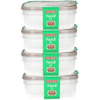 PlasticForte Vershoudbakjes - 8x stuks - 2 liter - herbruikbaar - transparant/beige - kunststof - magnetron - vriezer