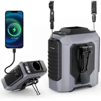 VHV - Tailleventilator met clip - USB oplaadbaar, meerdere snelheden, grijs handsfree model voor reizen, sport en buitenwerk
