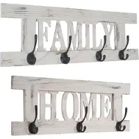 MCW 2-delige wandkapstokset -C60 Home+Family kapstokpaneel, shabby look vintage ~ wit, shabby