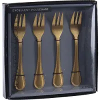 Excellent houseware Gebaksvorkjes - 4 Stuks - Goudkleurig