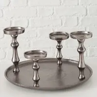Boltze Kaars Plateau - Kandelaar - Schaal - antraciet - Aluminium - 4 kaars - Ø37cm