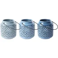 AC-DÉCO windlicht blauw L13xB13xH15 cm