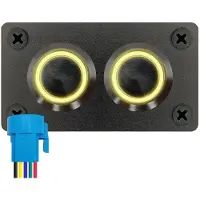 Proride Metalen pulsschakelaar 220V OFF-(ON) - Inbouwpaneel tweevoudig - 22mm - IP67 - LED indicatie Geel