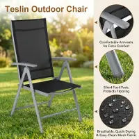 Laura 3-delige Tuinset Aluminium Balkonmeubelset 2 Inklapbare Verstelbare Stoelen Hoge Rugleuning + WPC Vierkante Tafel 75x75x72 cm – Outdoor Eet- en Zitgroep Weerbestendig Zilvergrijs –