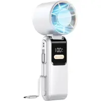 VHV - Handventilator - draagbare USB ventilator voor thuis, kantoor en picknick - compact ontwerp met display en instelbare standen - wit ABS 17.2 x 6 x 6 cm