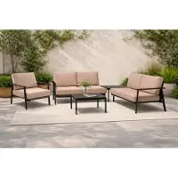 Mwh Prado tuin loungeset aluminium/textilene met bijzet tuintafel