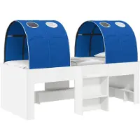 vidaXL Bed met Tunnel 4 st Wit en Blauw Bewerkt hout