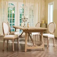 Laura Eetkamerstoelen Set van 2 – Gestoffeerde Stoffen Stoelen met Ronde Rugleuning en Houten Poten – 44x50x97 cm – Vintage Luxe Comfort Stoelen voor Woonkamer, Slaapkamer & Eetkamer – Beige –