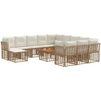 vidaXL Tuinset met 13 stuks, natuurlijke en crème-witte polyester stof