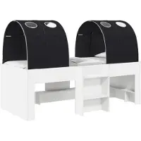 vidaXL Bed met Tunnel 3 st Wit en zwart Bewerkt hout