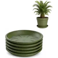 PlasticForte plantenpot onder schotel / water opvang schaal - 5x - groen - Dia 36 cm - Kunststof - voor pot met Dia 45/50 cm
