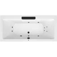 Polysan Cascata Whirlpool bad, 185x85x45cm, zwarte cascade-uitloop, Active Hydro, chroom
