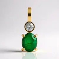Cavill - Gouden Hanger 9K Geel Goud - Zambia Smaragd 0,66 ct Ovaal en Zirkoon 0,16 ct - Elegant Sieraad Dames 17x5 mm
