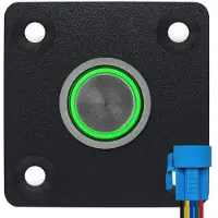 Proride Metalen drukschakelaar Inbouwpaneel 12V ON-OFF - 16mm - met Aansluitkabel - 12V/24V - LED indicatie Groen