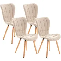 CLP Set van 4 eetkamerstoelen Elda, bekleed met gestoffeerde stof, met rugleuning, geschikt tot 150 kg, kleur crème