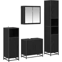 vidaXL Badkamermeubel Set 4 st Zwart Eiken 65 x 33 x 60 cm