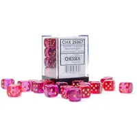 Chessex Doorzichtige 6-zijdige Gemini dobbelstenen 12mm RED-VIOLET/GOLD (36 dobbelstenen) -