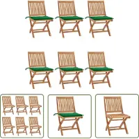 The Living Store : Opklapbare tuinstoelen met kussens, 6 stuks. Massief teakhout