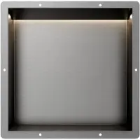 Guido Gusto Gun Metal RVS Inbouwnis 30x30x7cm met tegelflens en RGB verlichting