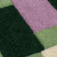 Flycarpets Laagpolig Wollen Vloerkleed Kai - Kader - Lijstmotief - Groen / Paars 120x170 cm