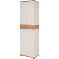 Huisenthuis.nl Garderobekast Alicante Eiken - Wit - Breedte 59 cm - Hoogte 199 cm - Diepte 40 cm - Met hanggedeelte - Met planken - Met openslaande deuren
