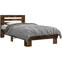 vidaXL Bedframe met Hoofdbord Gerookt eiken 80 x 200 cm Bewerkt hout