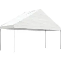 The Living Store De Living Store paviljoen met dak, wit, afmetingen 5,88 x 2,23 x 3,75 meter, gemaakt van polyethyleen