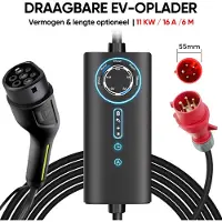 Junsun Type 2 draagbare mobiele oplader voor thuisgebruik- 6M - 11kW 16A 3-Fase EV Laadkabel - Voldoet aan de EU-normen + CE-certificaat met Zonder scherm - 3 jaar garantie & CEE-stekker - 400V