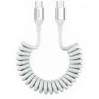 4smarts USB-C naar USB-C Krulsnoer Kabel 240W Power Delivery 50CM Wit
