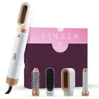 Fineza Airstyler Krultang 5 in 1 Multi Styler - Föhnborstel - Krulborstel - Kort & Lang Haar - Hairwrap - Multistyler - Heteluchtborstel - Hairstyler - Haarstyler - Wit/Brons