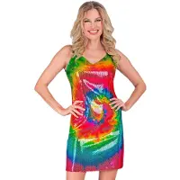 Hobby Hall Pailletten Jurk Hippie Tie Dye Colour Bomb Vrouw