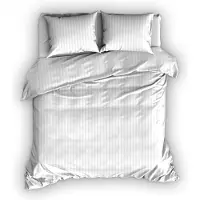 Satin d'or dekbedovertrek Streep Wit-240x200/220