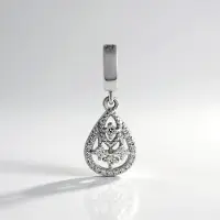 Cavill - Zilveren Hanger - 925 Sterling Zilver Geplatineerd - Witte Saffier 0,09 ct en Zirkonia 0,128 ct - Druppelvormig Elegant Damessieraad