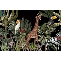 Karo-art 208cm X 146cm - Fotobehang - Exotische dieren tussen bladeren, Kinderkamer, 11 maten, inclusief behanglijm