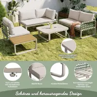 Laura Moderne 4-delige Loungeset Tuinset 118x60x85 cm – Rotan Look Balkonset met 2x 2-zits Bank, 1x Fauteuil & Glazen Salontafel – Weerbestendig, Comfortabele Kussens –