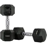 Thunder HEXAGONAL-DUMBBELLS-10KG Zwarte Rubberen Halter Stalen Kern Voor Krachttraining & Fitness Antislip Duurzaam & Professioneel Per Stuk - Stevige Grip