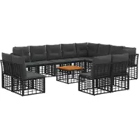 vidaXL Buiten bank set 13 st Zwart en Donker Grijs Polyester