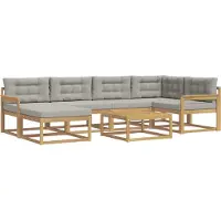 vidaXL Buiten bank set 7 st Wit en Lichtgrijs