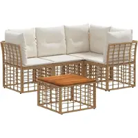 vidaXL Buiten bank set 5 st Natuurlijk en Crème Wit Polyester