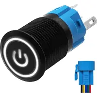 Proride Metalen Drukschakelaar 220V ON-OFF met Aansluitkabel - 16mm - Aan/uit schakelaar - Spatwaterdicht - LED Indicatie Wit