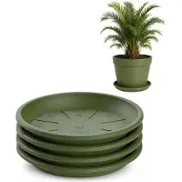 PlasticForte plantenpot onder schotel / water opvang schaal - 4x - groen - Dia 36 cm - Kunststof - voor pot met Dia 45/50 cm