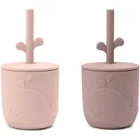 Done by Deer Wally beker met peekaboo rietje 2-pack Poeder