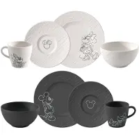 Villeroy & Boch Manufacture Rock Mickey Mouse Ontbijtset Zwart / Wit - Servies & serviessets Porselein Black - 1047199072