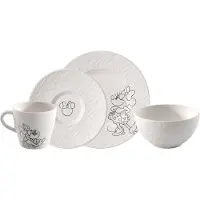 Villeroy & Boch Manufacture Rock Mickey Mouse Ontbijtset Wit - Servies & serviessets Porselein White - 1047208704