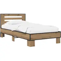 vidaXL Bedframe met Hoofdbord Artisanaal eiken 80 x 200 cm
