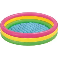 Intex 57422 - Opblaasbaar Babyzwembad - Regenboog - 147 x 33 cm - Zachte Opblaasbare Bodem
