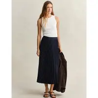 Gant Dames Marineblauwe geplooide midirok (42), Casual, Klassiek, Polyester 4400169