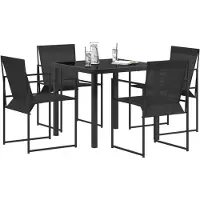 vidaXL Tuin Eettafel Set 5 st Zwart Textilene en Staal
