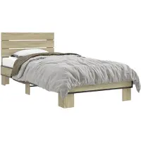 vidaXL Bedframe met Hoofdbord Sonoma Eiken 80 x 200 cm Bewerkt hout